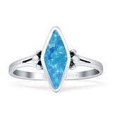 Art Deco Marquoise Oxidized Lab Created Blue Opal Vintage Style Ring 925 Sterling Silver Wholesale