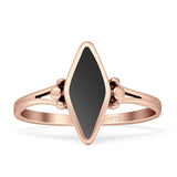 Art Deco Marquoise Oxidized Black Onyx Vintage Style Ring 925 Sterling Silver