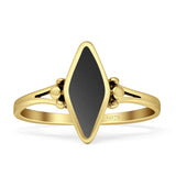 Art Deco Marquoise Oxidized Black Onyx Vintage Style Ring 925 Sterling Silver