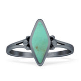 Art Deco Marquoise Oxidized Turquoise Vintage Style Ring 925 Sterling Silver