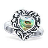 Heart Abalone Shell Filigree Ring