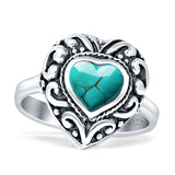 Heart Turquoise Filigree Ring