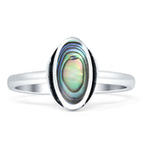 Oval 10mm Abalone Shell Oxidized Solitaire Ring 925 Sterling Silver Wholesale