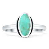 Oval 10mm Turquoise Oxidized Solitaire Ring 925 Sterling Silver Wholesale