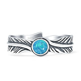 Round Opal Feather Ring