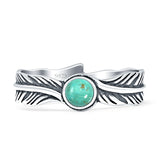 Round Opal Feather Ring