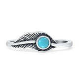 Vintage Style 6mm Turquoise Oxidized Feather Ring 925 Sterling Silver Wholesale