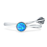 Round 10mm Lab Created Blue Opal Twisted Rope Feather Ring Oxidized 925 Sterling Silver Wholesale