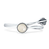 Round 10mm Moonstone Twisted Rope Feather Ring Oxidized 925 Sterling Silver Wholesale