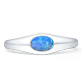 Oval 6mm Lab Created Blue Opal Signet Bold Ring 925 Sterling Silver Wholesale