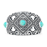 Round 14mm Filigree Weave Bali Turquoise Ring Oxidized 925 Sterling Silver Wholesale