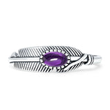 Oval Amethyst CZ Feather Rings 5.4mm Oxidized 925 Sterling Silver Wholesale