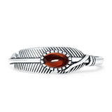 Oval Garnet CZ Feather Rings 5.4mm Oxidized 925 Sterling Silver Wholesale