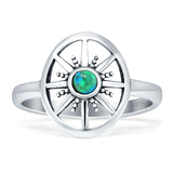 Turquoise Round 14mm Compass Ring Oxidized 925 Sterling Silver Wholesale