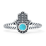 Hamsa Hand Ring 11.7mm Turquoise Oxidized 925 Sterling Silver Wholesale