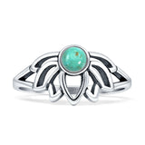 Round Turquoise Lotus Ring