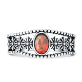 Art Deco Ring 8.3mm Oval Garnet Flower Oxidized 925 Sterling Silver Wholesale