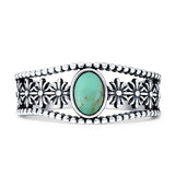 Art Deco Ring 8.3mm Oval Turquoise Flower Oxidized 925 Sterling Silver Wholesale