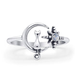 Cat On Moon & Star Ring