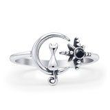 Cat On Moon & Star Ring
