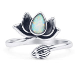 Pear Lab Created White Opal Lotus Ring