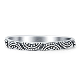 Minimalist Swirl Bali Style 2mm Oxidized Beaded Band 925 Sterling Silver Wholesale