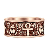 Scarab Ankh Ring Oxidized Band