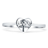 Minimalist 8mm Heart Shaped Tree OF Life Ring 925 Sterling Silver Wholesale