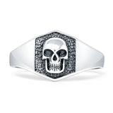 Skull Signet Ring 10.4mm Oxidized 925 Sterling silver Wholesale