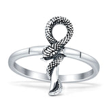 Oxidized Snake Plain Ring