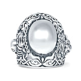 Oxidized Filigree Oval Tiger Ring