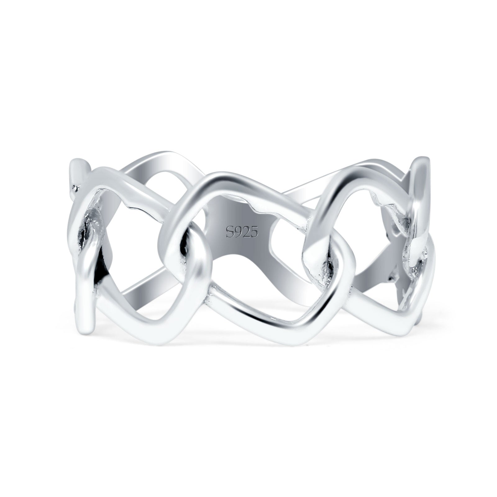 Rectangular Bands Rectangular Interlocking Band Oxidized 925 Sterling Silver Wholesale