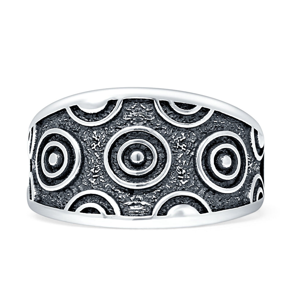 Vintage Style 11.4mm Bullseye Bali Ring Oxidized 925 Sterling Silver