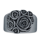 Oxidized Rose Flower Ring