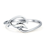 Oxidized Dolphin Wave Ring