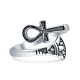 Ankh & Lotus Flower Ring