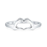 Heart Hands Ring Oxidized 925 Sterling Silver Wholesale