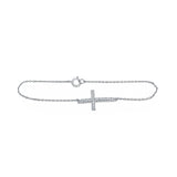 Sideways Cross CZ Bracelet