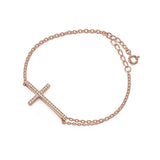 Sideways Cross CZ Bracelet
