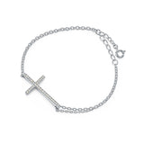 Sideways Cross CZ Bracelet