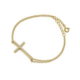 Sideways Cross CZ Bracelet
