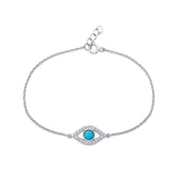 Round Turquoise CZ Evil Eye Bracelet 