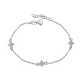 Pave CZ Floral Quatrefoil Bracelet