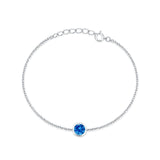 Round Blue Topaz CZ Rolo Chain Bracelet
