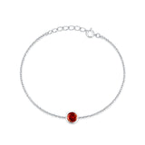 Round Garnet CZ Rolo Chain Bracelet