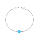 Round Blue Opal Adjustable Bracelet 