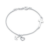 Cross Anchor Heart Charm Bracelet