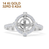 14K White Gold 0.42ct Round Halo Semi Mount Diamond Ring Wholesale