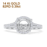 14K White Gold 0.39ct Round Halo Semi Mount Diamond Ring Wholesale
