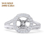 14K White Gold 0.26ct Round Halo Split Shank Semi Mount Diamond Ring Wholesale